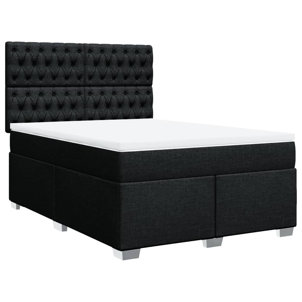vidaXL Κρεβάτι Boxspring με Στρώμα Μαύρο 140x190 εκ. Υφασμάτινο