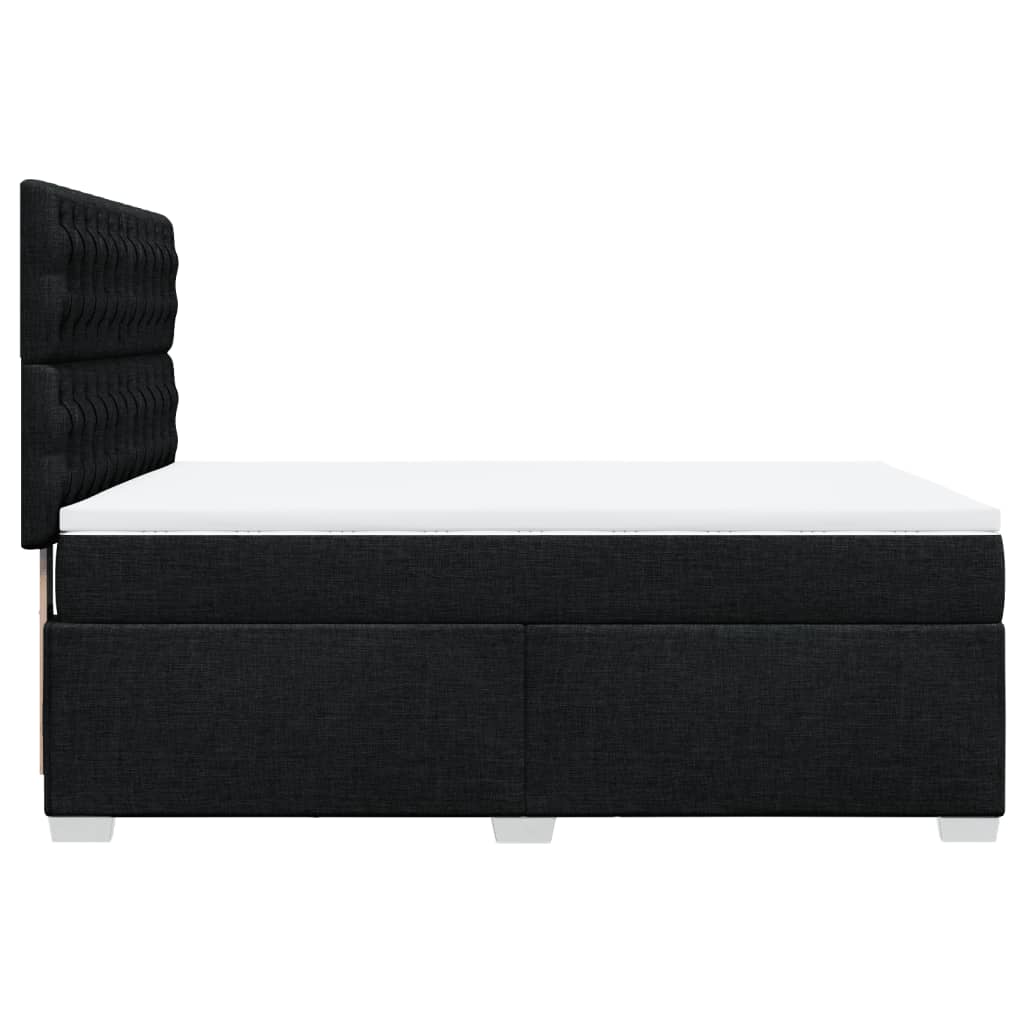 vidaXL Κρεβάτι Boxspring με Στρώμα Μαύρο 140x190 εκ. Υφασμάτινο