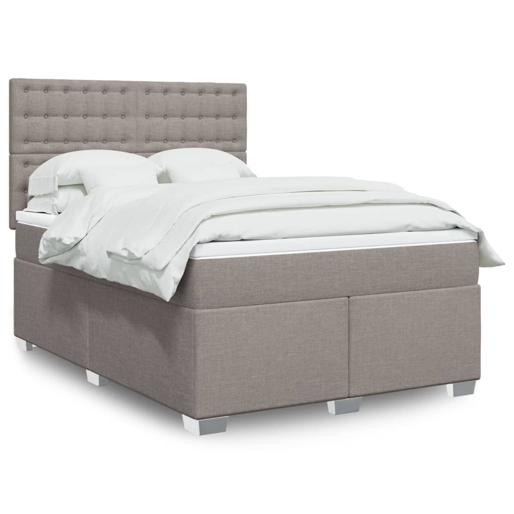 vidaXL Κρεβάτι Boxspring με Στρώμα Taupe 140x190 εκ. Υφασμάτινο