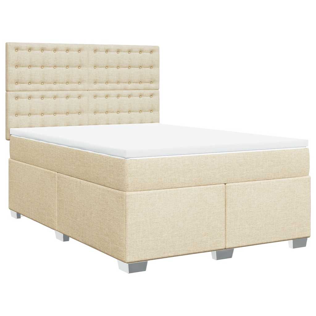 vidaXL Κρεβάτι Boxspring με Στρώμα Κρεμ 140x190 εκ. Υφασμάτινο