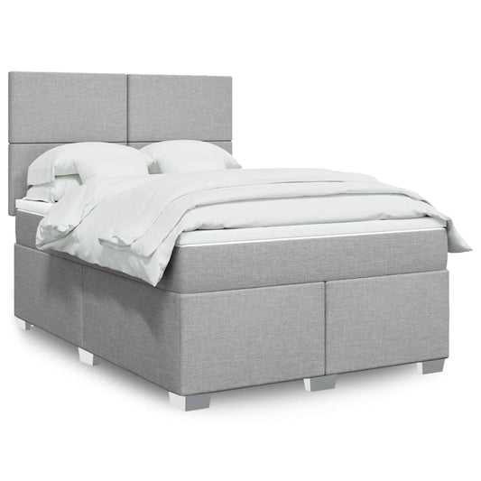 vidaXL Κρεβάτι Boxspring με Στρώμα Ανοιχτό Γκρι 140x200 εκ. Υφασμάτινο