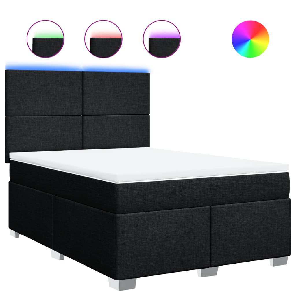 vidaXL Κρεβάτι Boxspring με Στρώμα Μαύρο 140x200 εκ. Υφασμάτινο