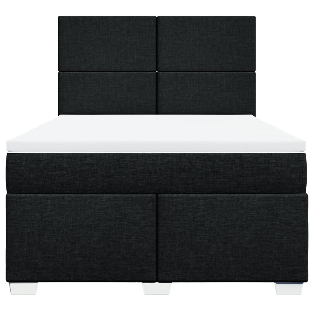 vidaXL Κρεβάτι Boxspring με Στρώμα Μαύρο 140x200 εκ. Υφασμάτινο