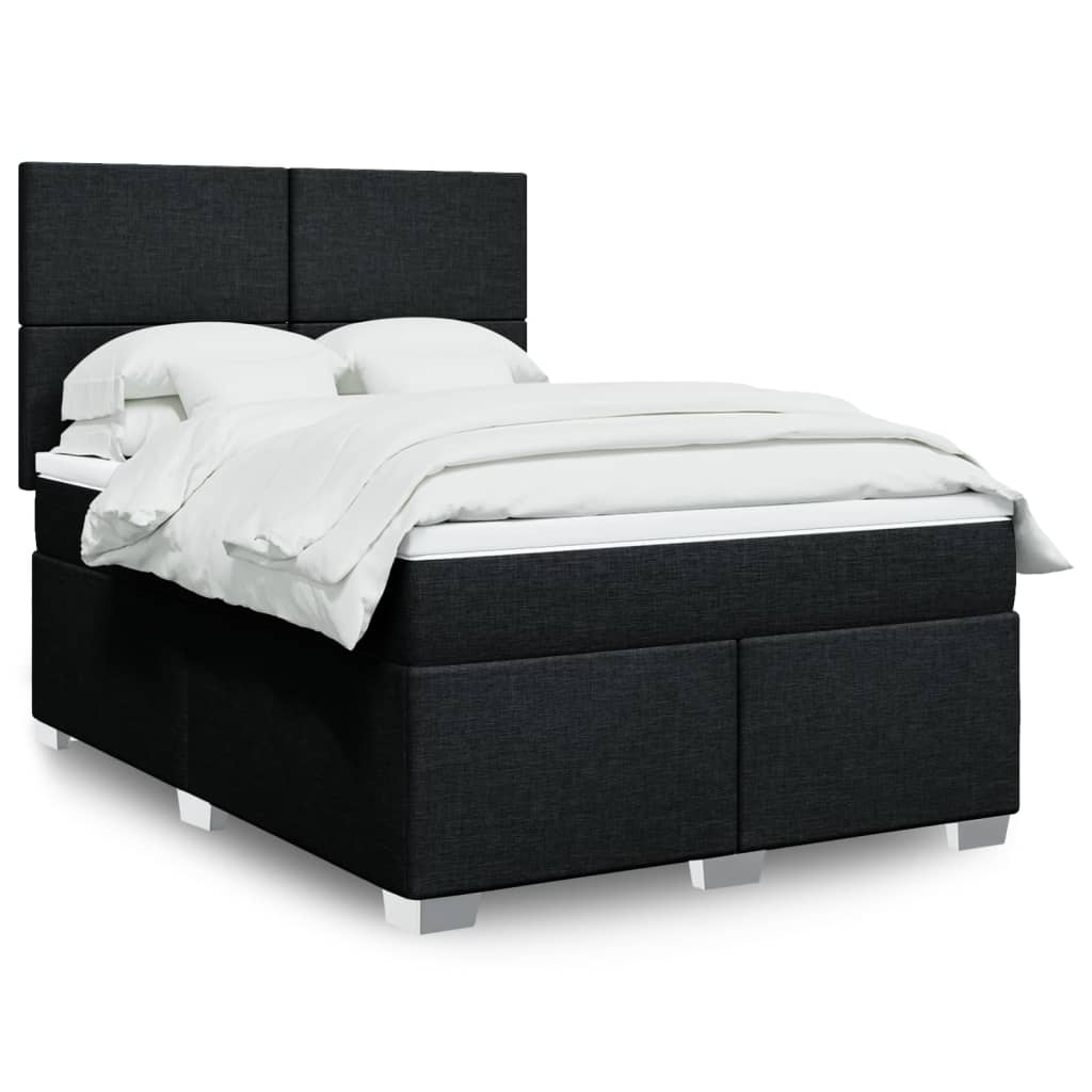 vidaXL Κρεβάτι Boxspring με Στρώμα Μαύρο 140x200 εκ. Υφασμάτινο