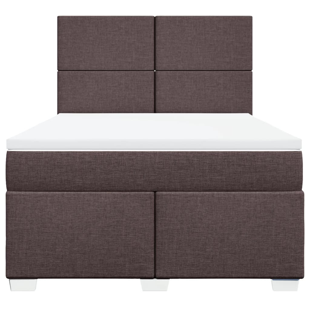 vidaXL Κρεβάτι Boxspring με Στρώμα Σκούρο Καφέ 140x200 εκ Υφασμάτινο