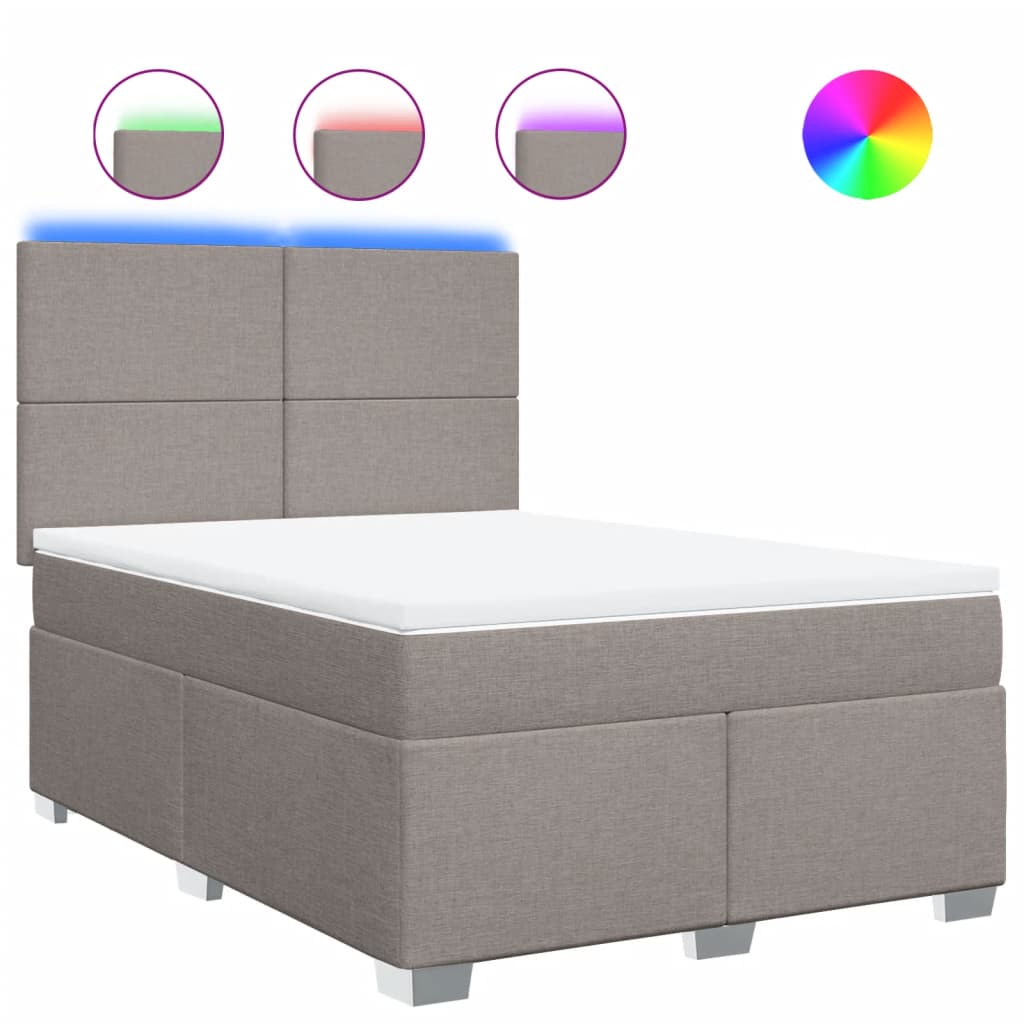 vidaXL Κρεβάτι Boxspring με Στρώμα Taupe 140x200 εκ. Υφασμάτινο