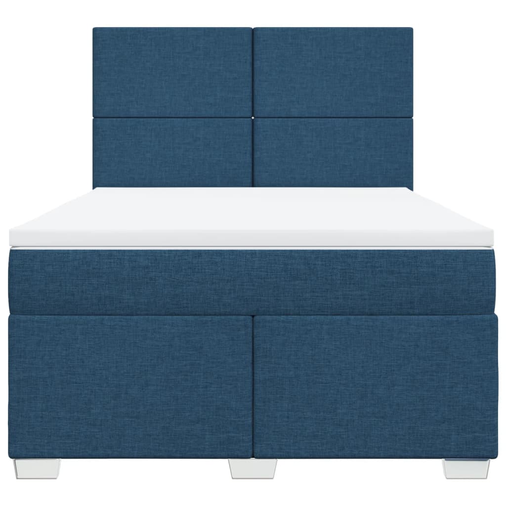 vidaXL Κρεβάτι Boxspring με Στρώμα Μπλε 140x200 εκ. Υφασμάτινο
