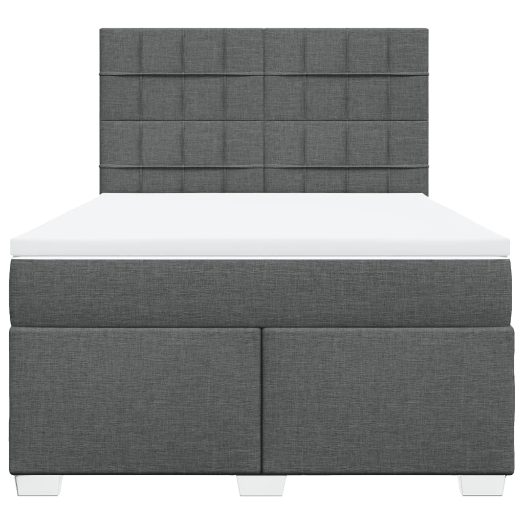 vidaXL Κρεβάτι Boxspring με Στρώμα Σκούρο Γκρι 140x200 εκ Υφασμάτινο