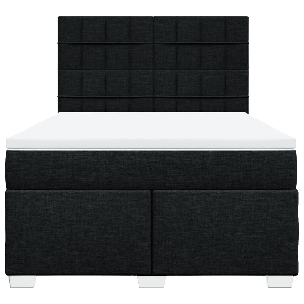 vidaXL Κρεβάτι Boxspring με Στρώμα Μαύρο 140x200 εκ. Υφασμάτινο