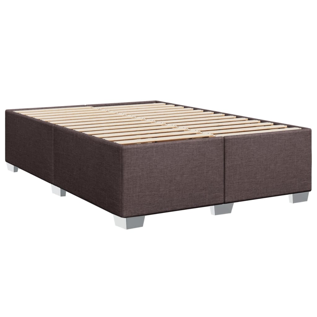 vidaXL Κρεβάτι Boxspring με Στρώμα Σκούρο Καφέ 140x200 εκ Υφασμάτινο