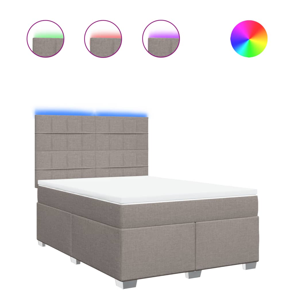 vidaXL Κρεβάτι Boxspring με Στρώμα Taupe 140x200 εκ. Υφασμάτινο