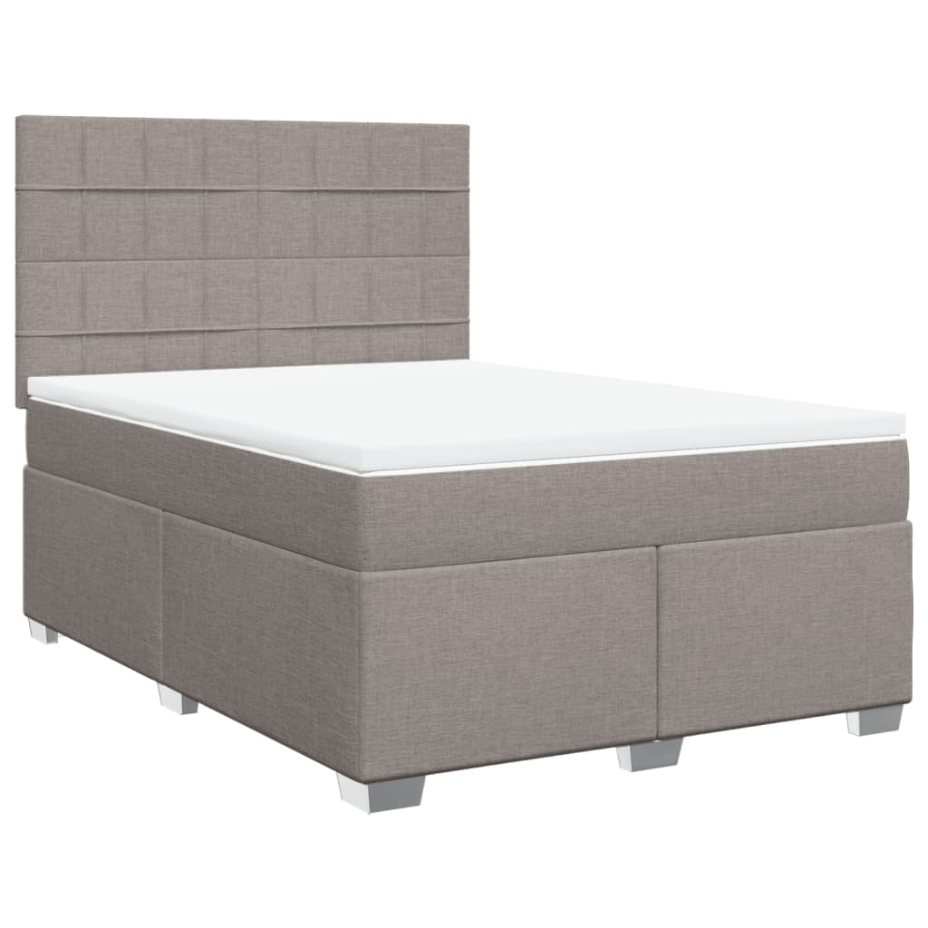 vidaXL Κρεβάτι Boxspring με Στρώμα Taupe 140x200 εκ. Υφασμάτινο