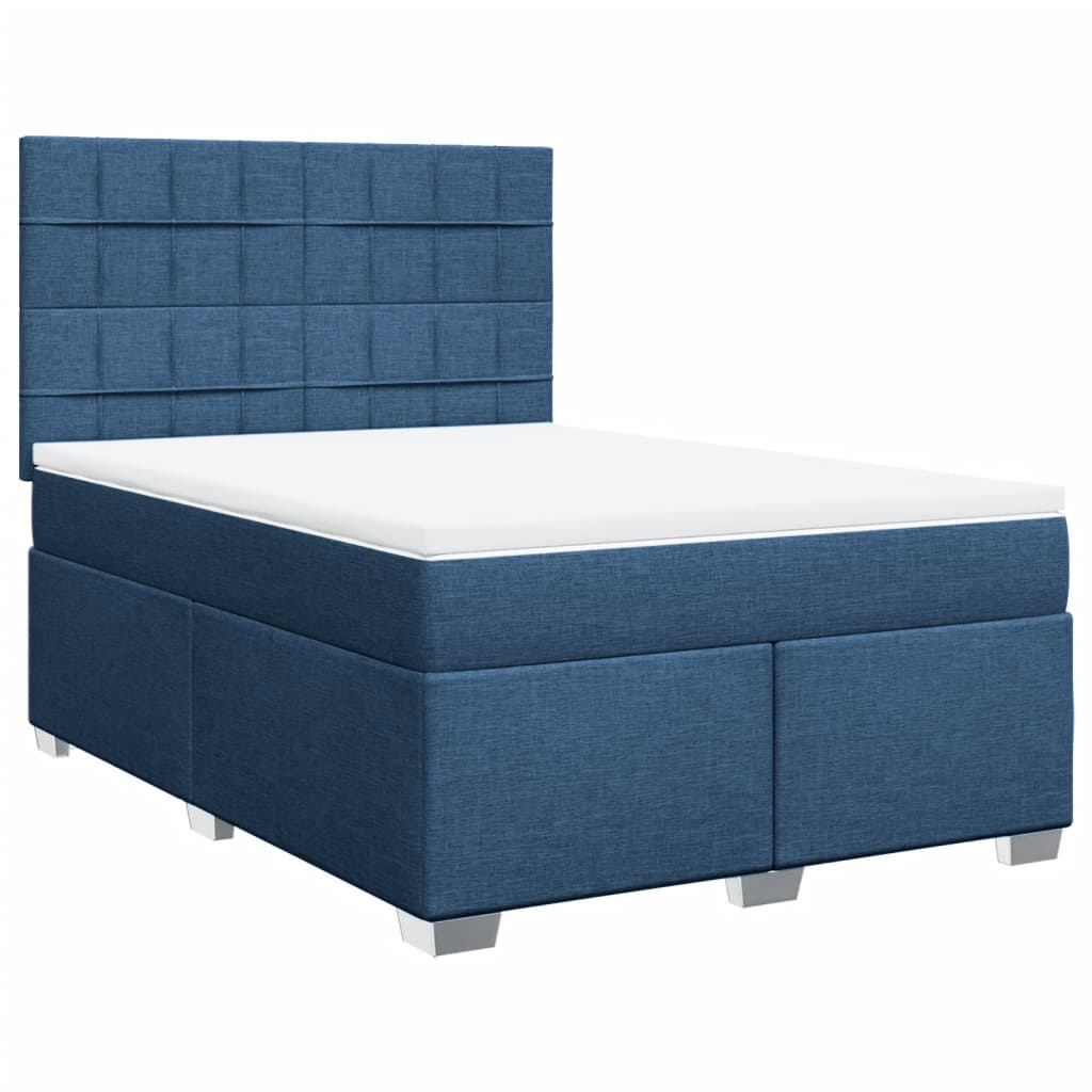 vidaXL Κρεβάτι Boxspring με Στρώμα Μπλε 140x200 εκ. Υφασμάτινο