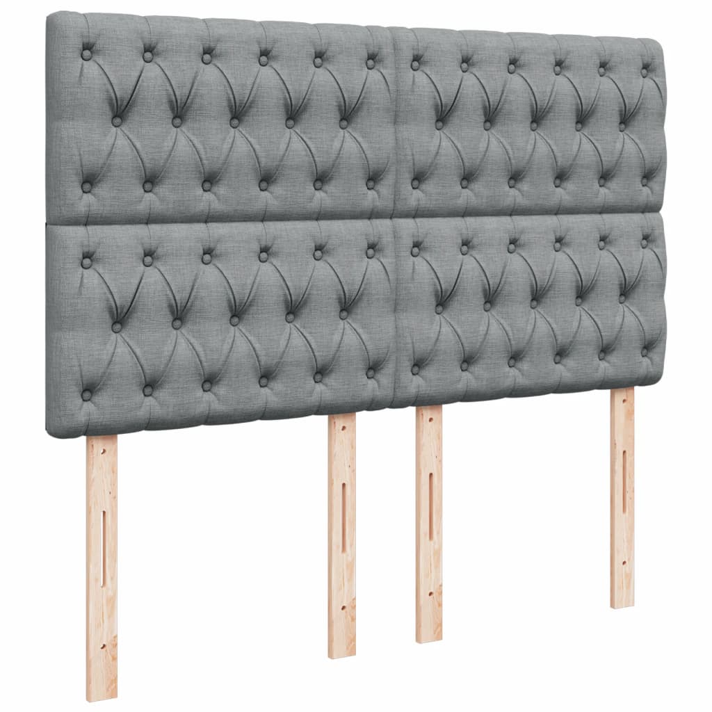 vidaXL Κρεβάτι Boxspring με Στρώμα Ανοιχτό Γκρι 140x200 εκ. Υφασμάτινο
