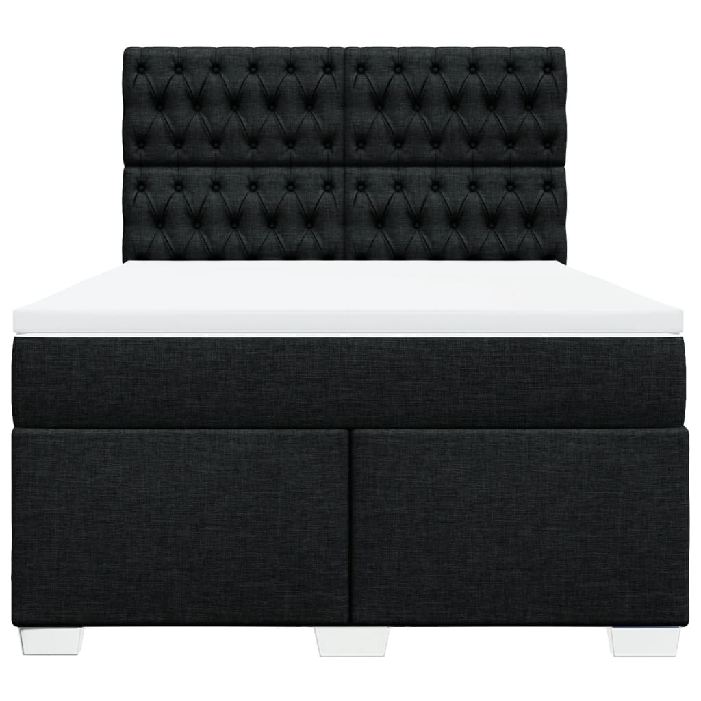vidaXL Κρεβάτι Boxspring με Στρώμα Μαύρο 140x200 εκ. Υφασμάτινο