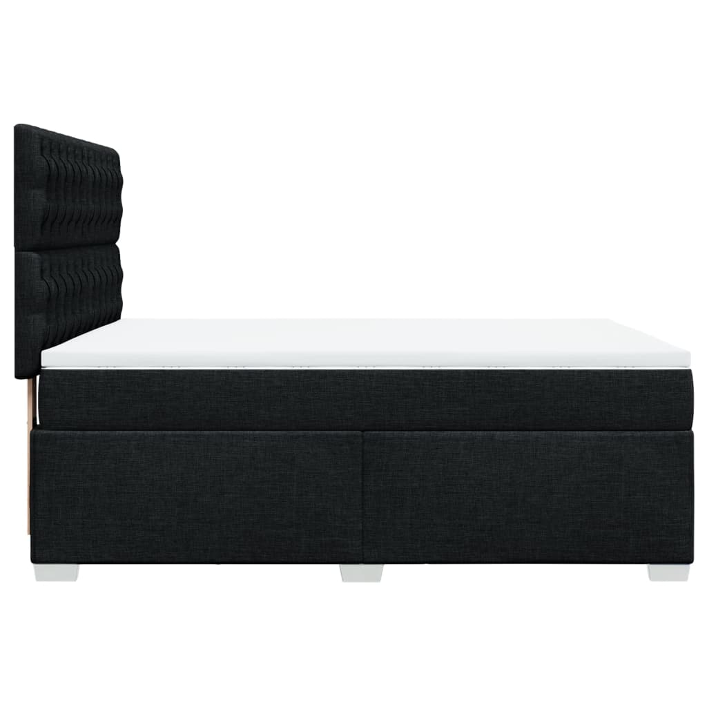 vidaXL Κρεβάτι Boxspring με Στρώμα Μαύρο 140x200 εκ. Υφασμάτινο