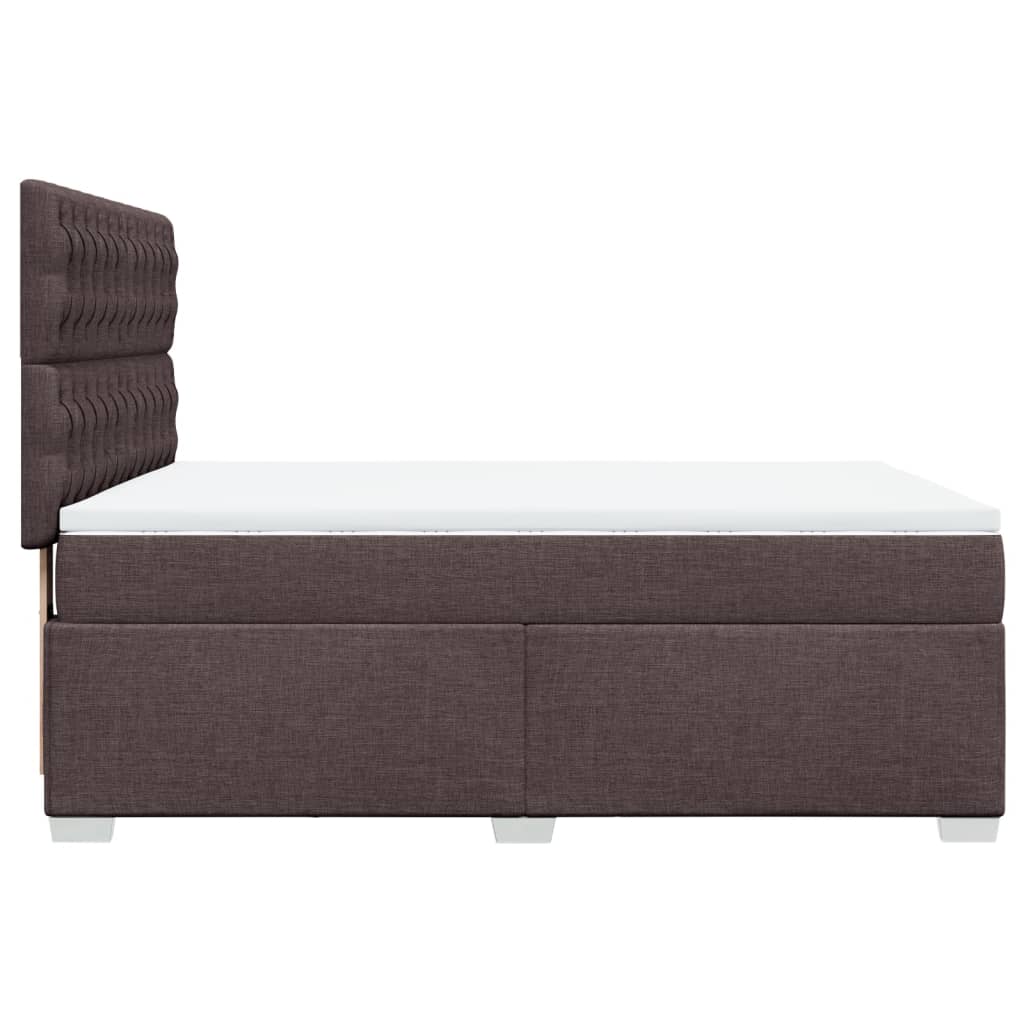 vidaXL Κρεβάτι Boxspring με Στρώμα Σκούρο Καφέ 140x200 εκ Υφασμάτινο