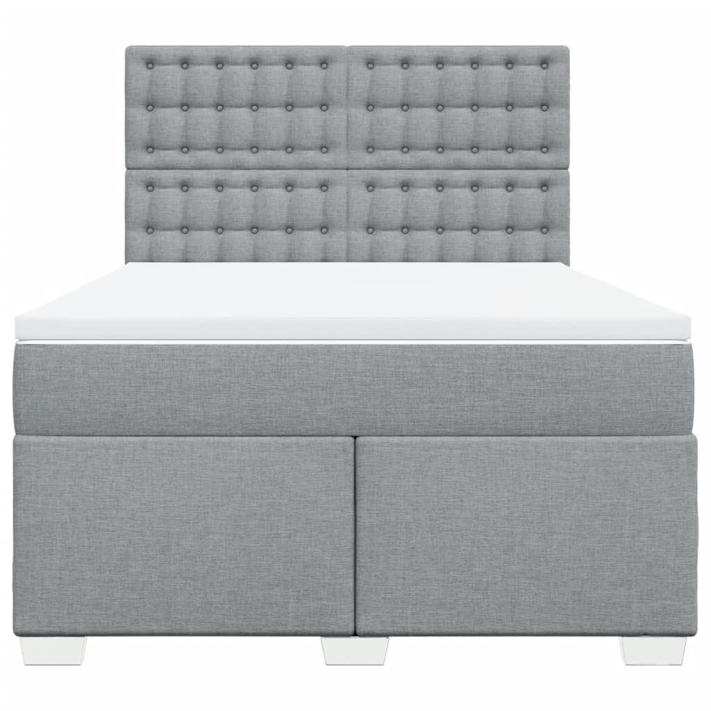 vidaXL Κρεβάτι Boxspring με Στρώμα Ανοιχτό Γκρι 140x200 εκ. Υφασμάτινο