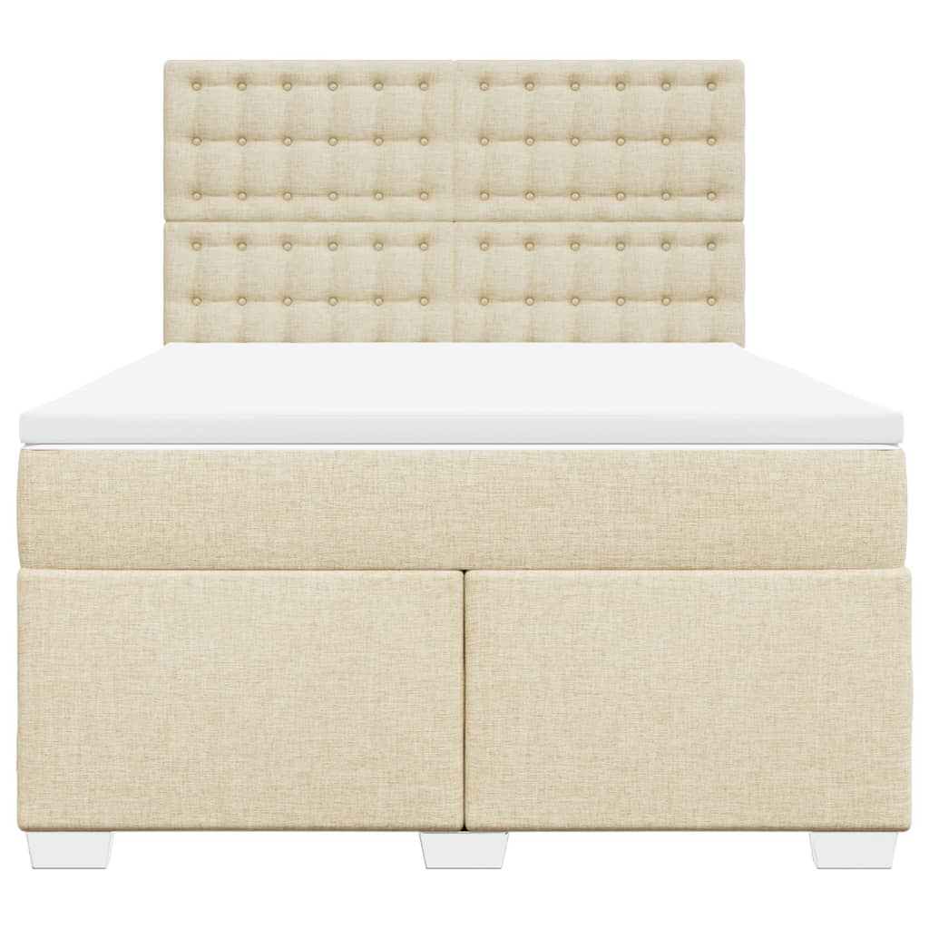 vidaXL Κρεβάτι Boxspring με Στρώμα Κρεμ 140x200 εκ. Υφασμάτινο