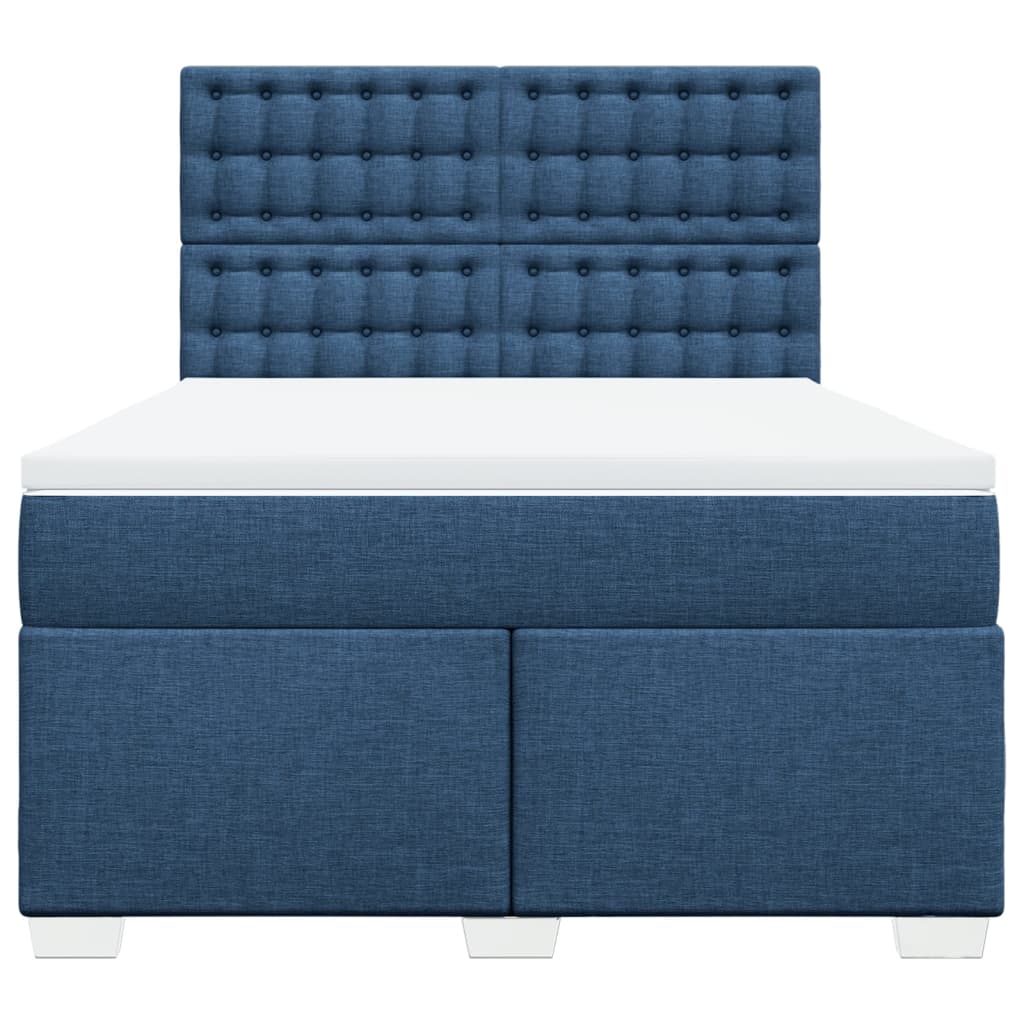 vidaXL Κρεβάτι Boxspring με Στρώμα Μπλε 140x200 εκ. Υφασμάτινο