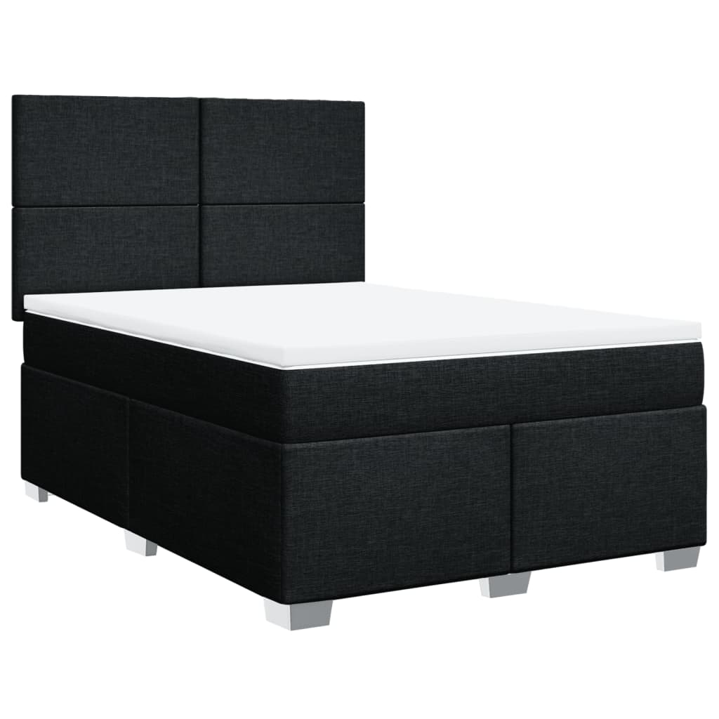 vidaXL Κρεβάτι Boxspring με Στρώμα Μαύρο 160x200 εκ. Υφασμάτινο