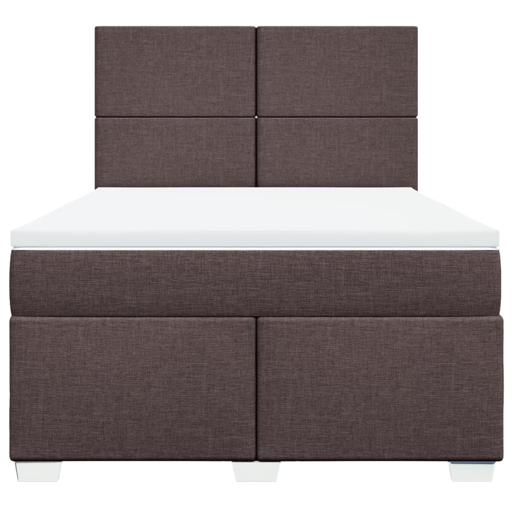 vidaXL Κρεβάτι Boxspring με Στρώμα Σκούρο Καφέ 160x200 εκ Υφασμάτινο