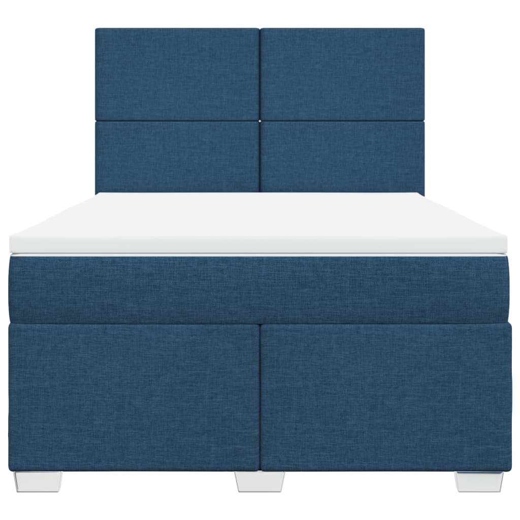 vidaXL Κρεβάτι Boxspring με Στρώμα Μπλε 160x200 εκ. Υφασμάτινο