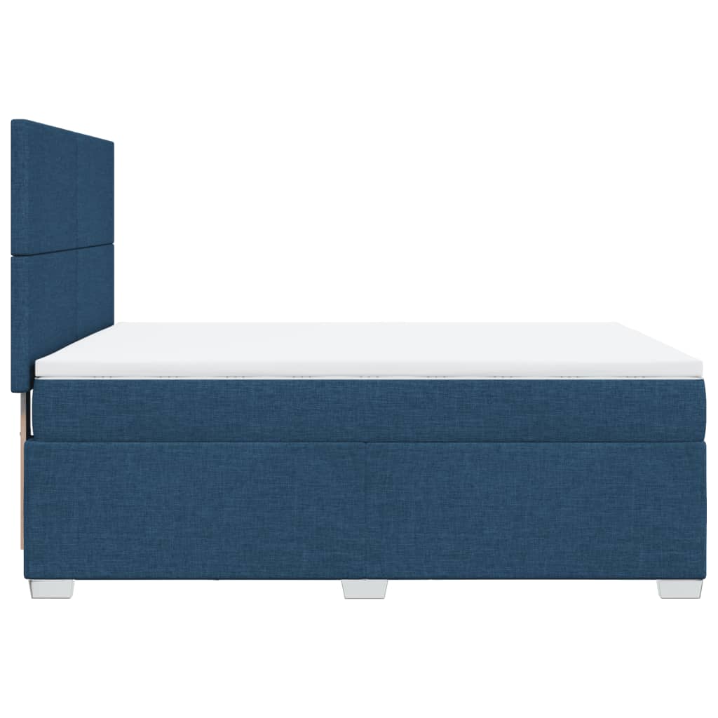 vidaXL Κρεβάτι Boxspring με Στρώμα Μπλε 160x200 εκ. Υφασμάτινο