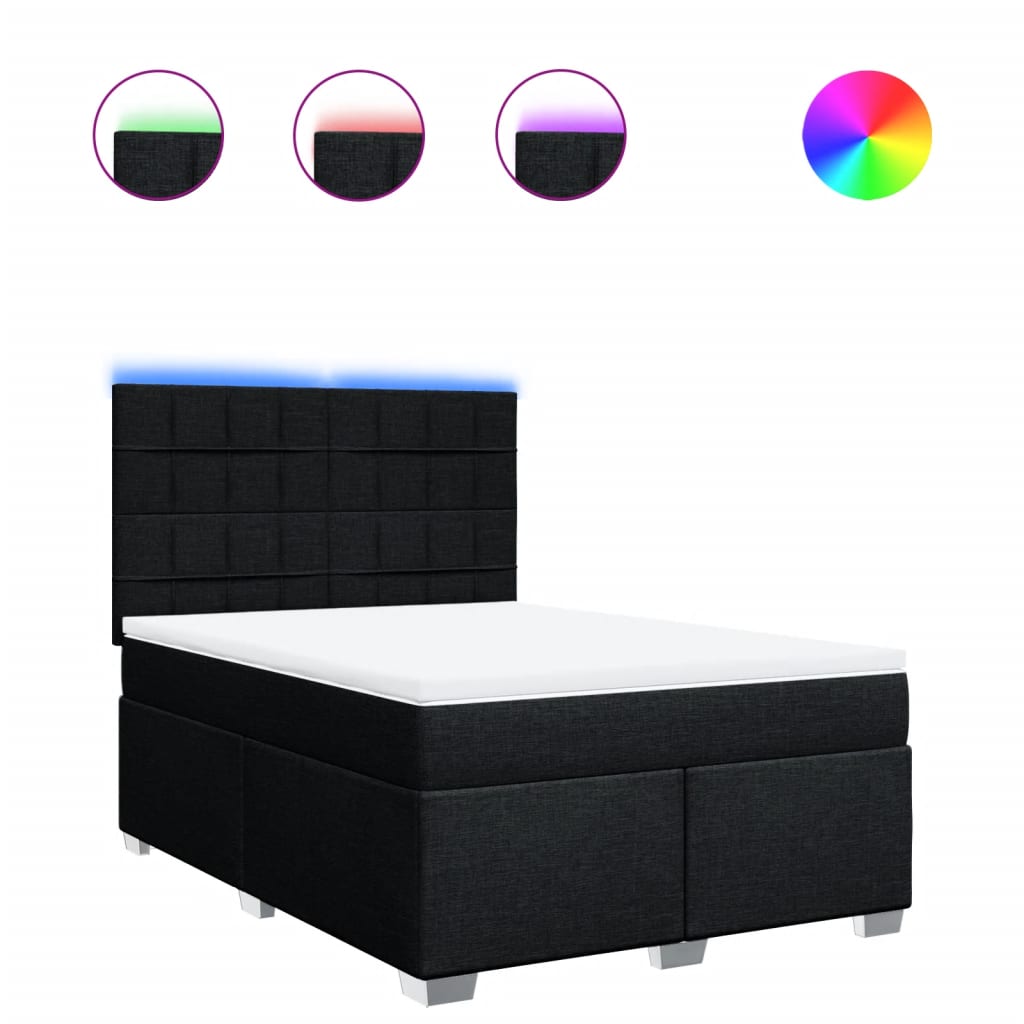 vidaXL Κρεβάτι Boxspring με Στρώμα Μαύρο 160x200 εκ. Υφασμάτινο