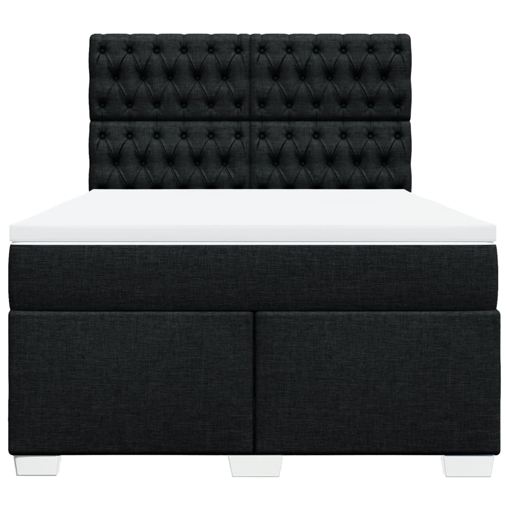 vidaXL Κρεβάτι Boxspring με Στρώμα Μαύρο 160x200 εκ. Υφασμάτινο