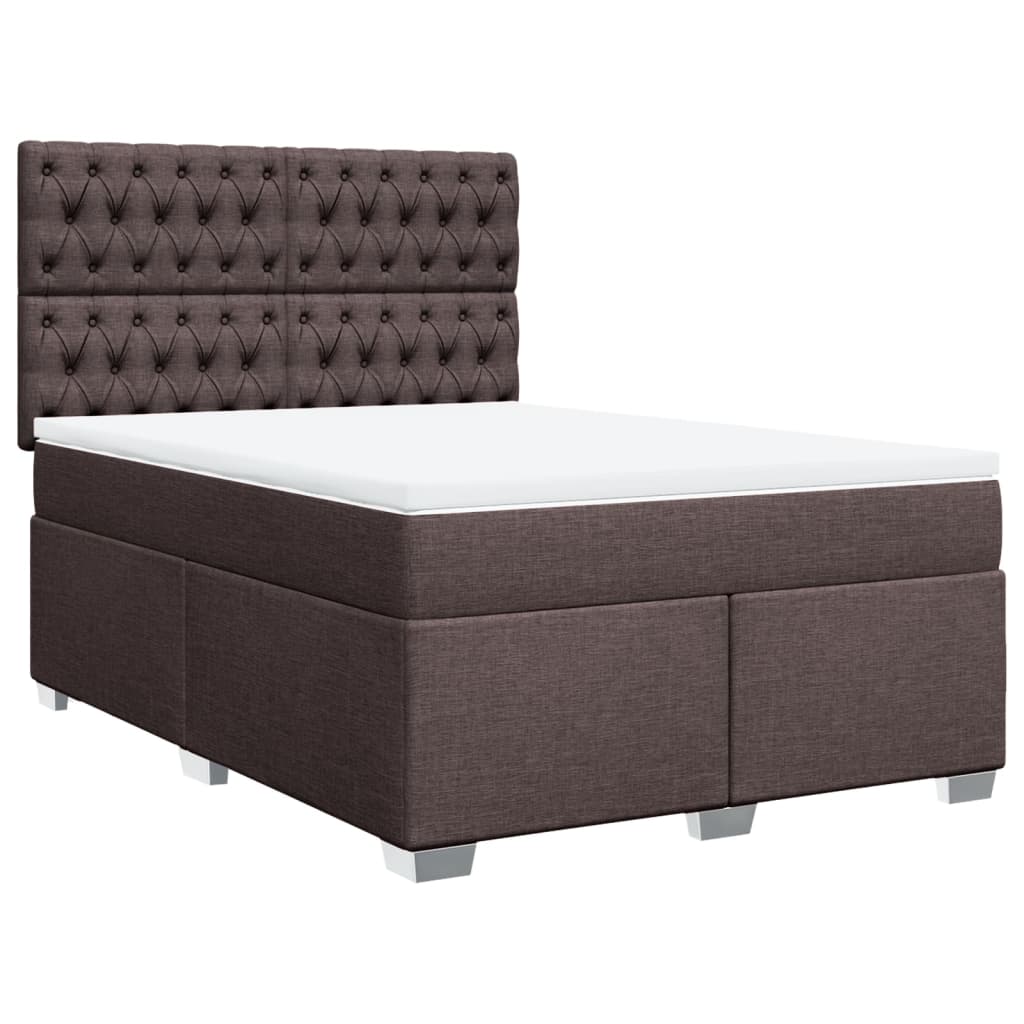 vidaXL Κρεβάτι Boxspring με Στρώμα Σκούρο Καφέ 160x200 εκ Υφασμάτινο