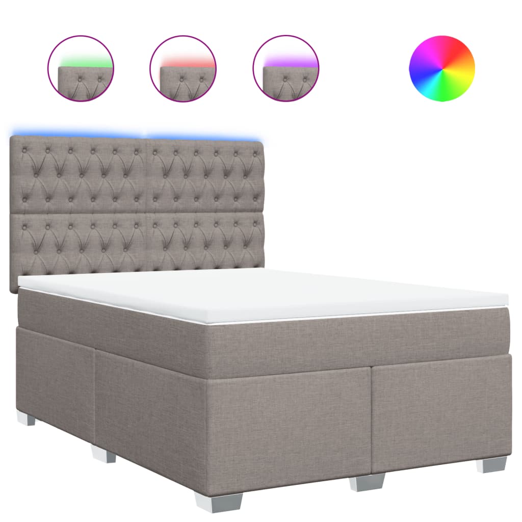 vidaXL Κρεβάτι Boxspring με Στρώμα Taupe 160x200 εκ. Υφασμάτινο