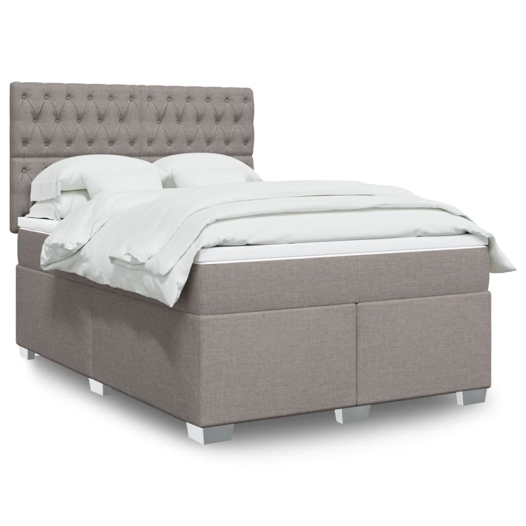 vidaXL Κρεβάτι Boxspring με Στρώμα Taupe 160x200 εκ. Υφασμάτινο