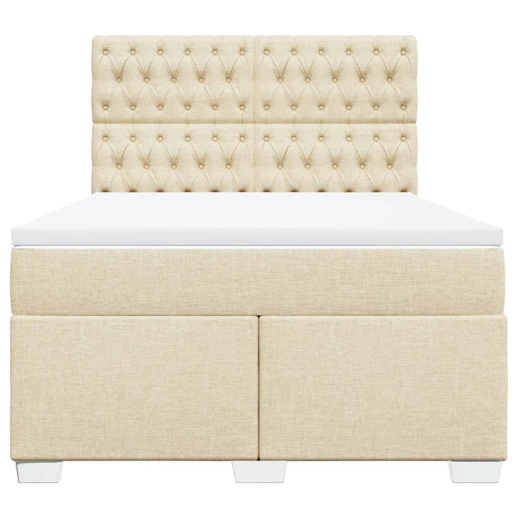 vidaXL Κρεβάτι Boxspring με Στρώμα Κρεμ 160x200 εκ. Υφασμάτινο