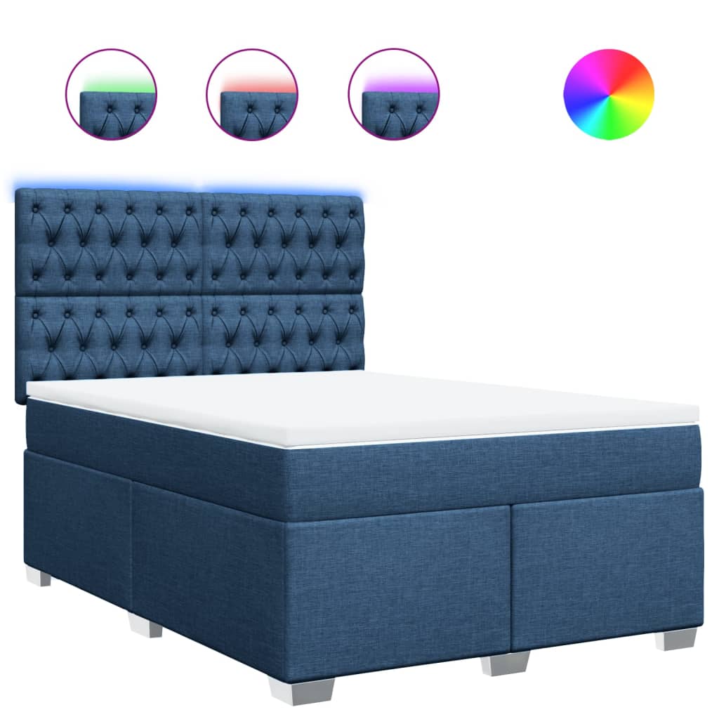 vidaXL Κρεβάτι Boxspring με Στρώμα Μπλε 160x200 εκ. Υφασμάτινο