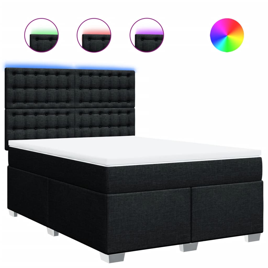 vidaXL Κρεβάτι Boxspring με Στρώμα Μαύρο 160x200 εκ. Υφασμάτινο