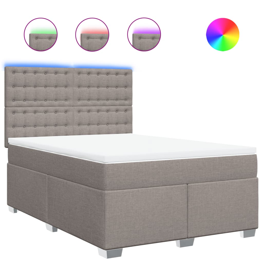 vidaXL Κρεβάτι Boxspring με Στρώμα Taupe 160x200 εκ. Υφασμάτινο