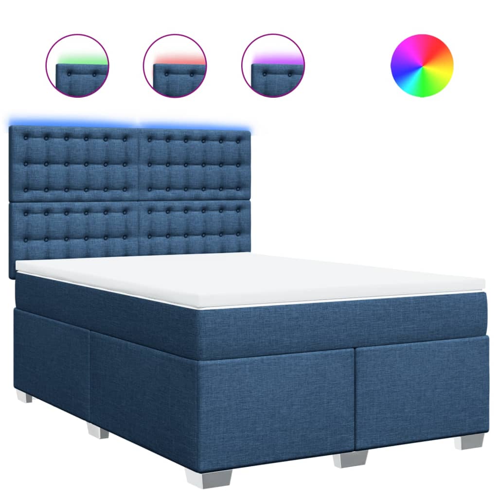 vidaXL Κρεβάτι Boxspring με Στρώμα Μπλε 160x200 εκ. Υφασμάτινο