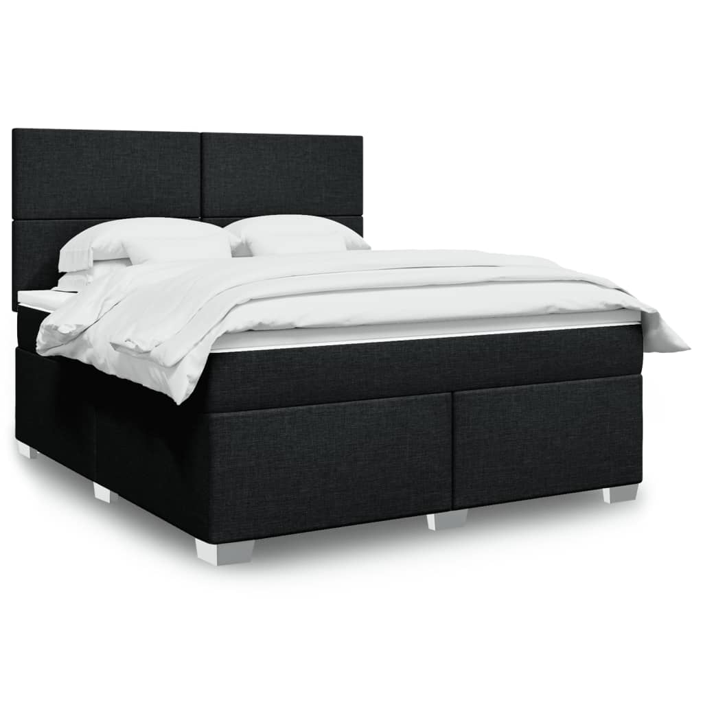 vidaXL Κρεβάτι Boxspring με Στρώμα Μαύρο 180x200 εκ. Υφασμάτινο