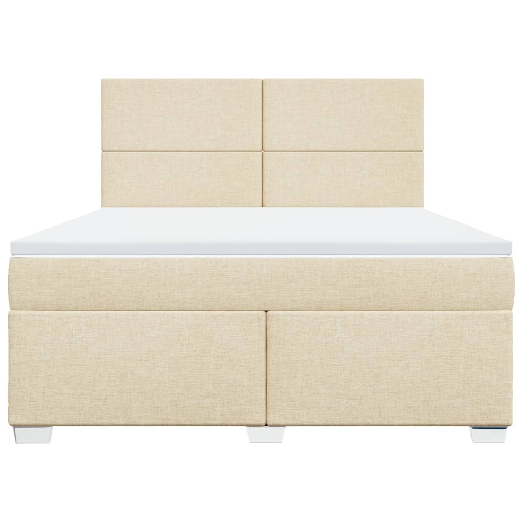 vidaXL Κρεβάτι Boxspring με Στρώμα Κρεμ 180x200 εκ. Υφασμάτινο