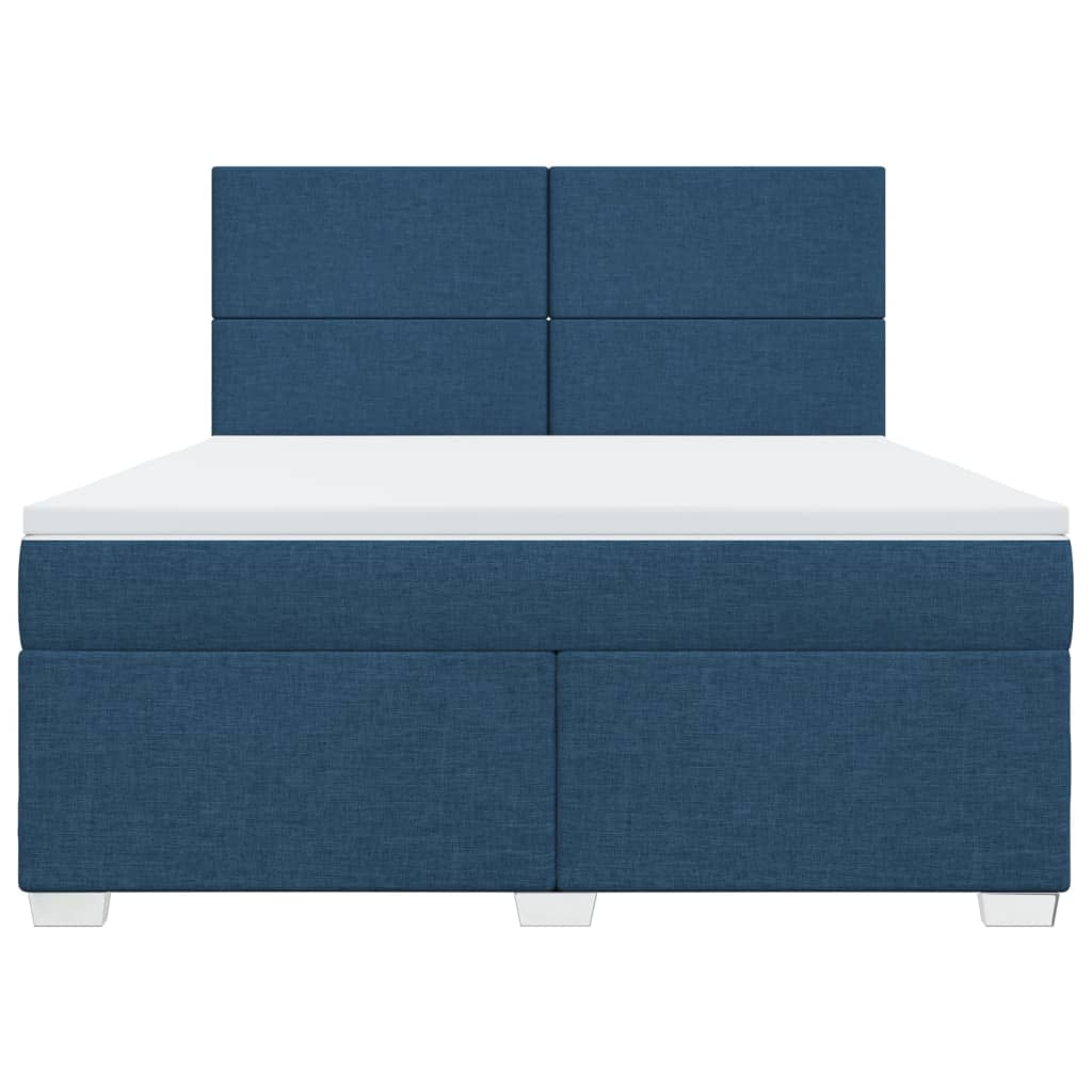vidaXL Κρεβάτι Boxspring με Στρώμα Μπλε 180x200 εκ. Υφασμάτινο