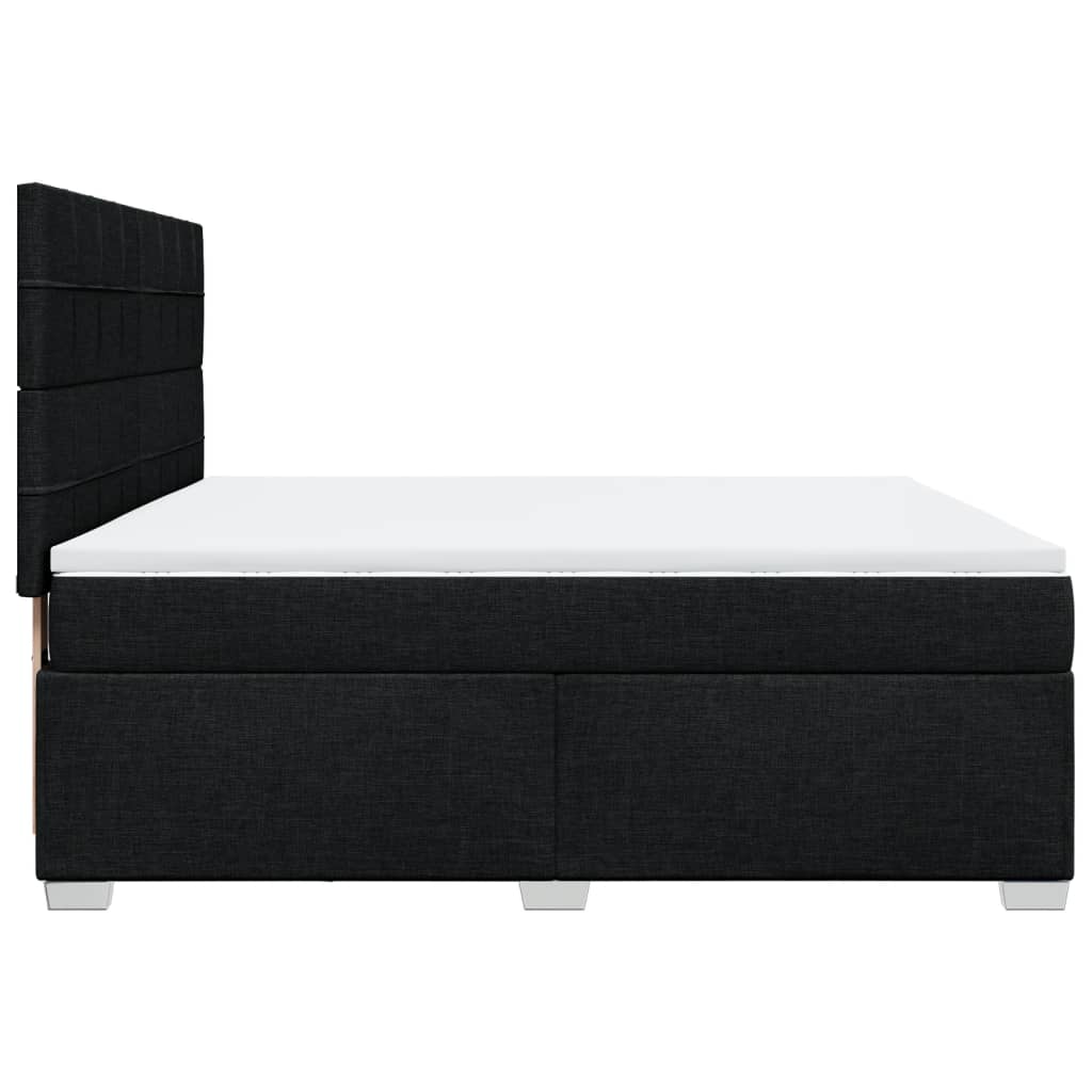 vidaXL Κρεβάτι Boxspring με Στρώμα Μαύρο 180x200 εκ. Υφασμάτινο