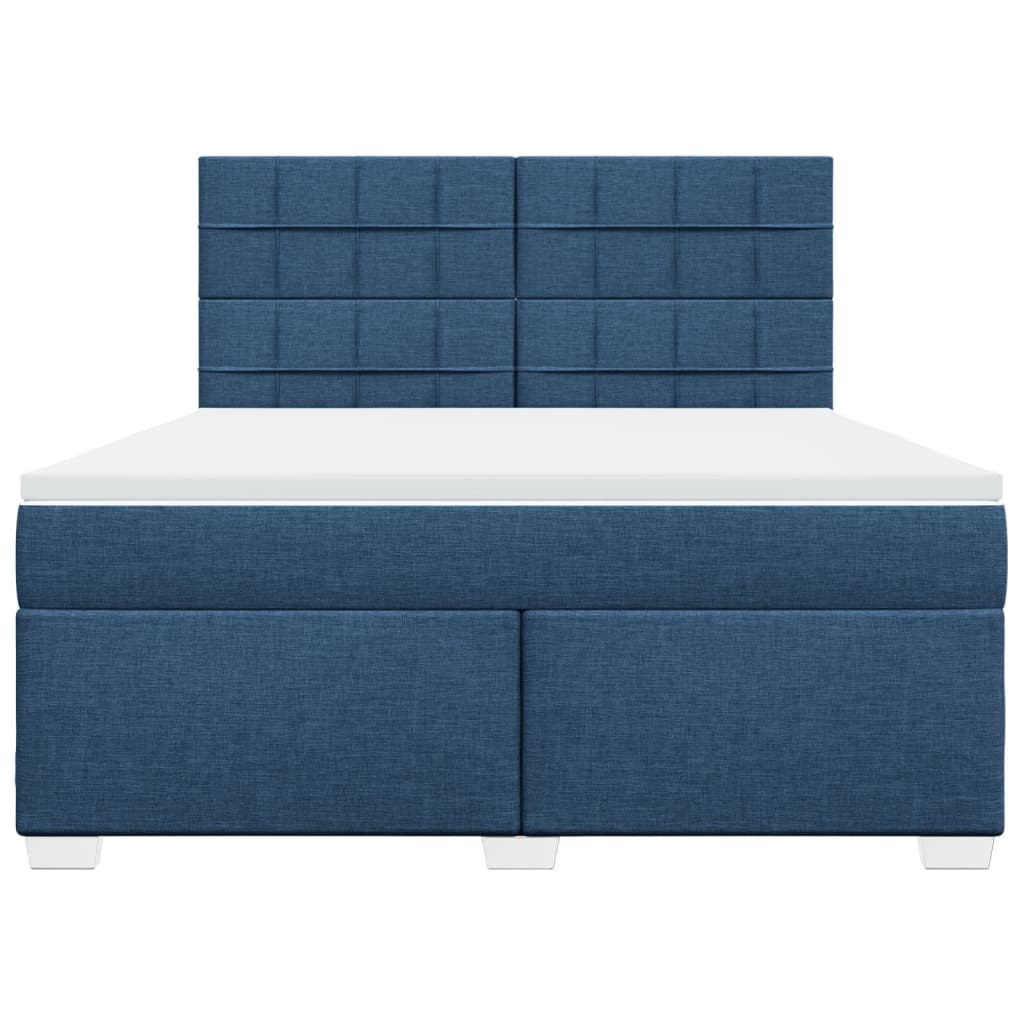 vidaXL Κρεβάτι Boxspring με Στρώμα Μπλε 180x200 εκ. Υφασμάτινο