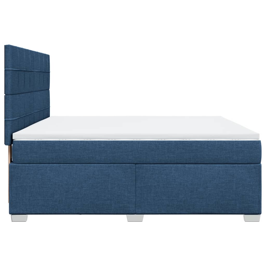 vidaXL Κρεβάτι Boxspring με Στρώμα Μπλε 180x200 εκ. Υφασμάτινο