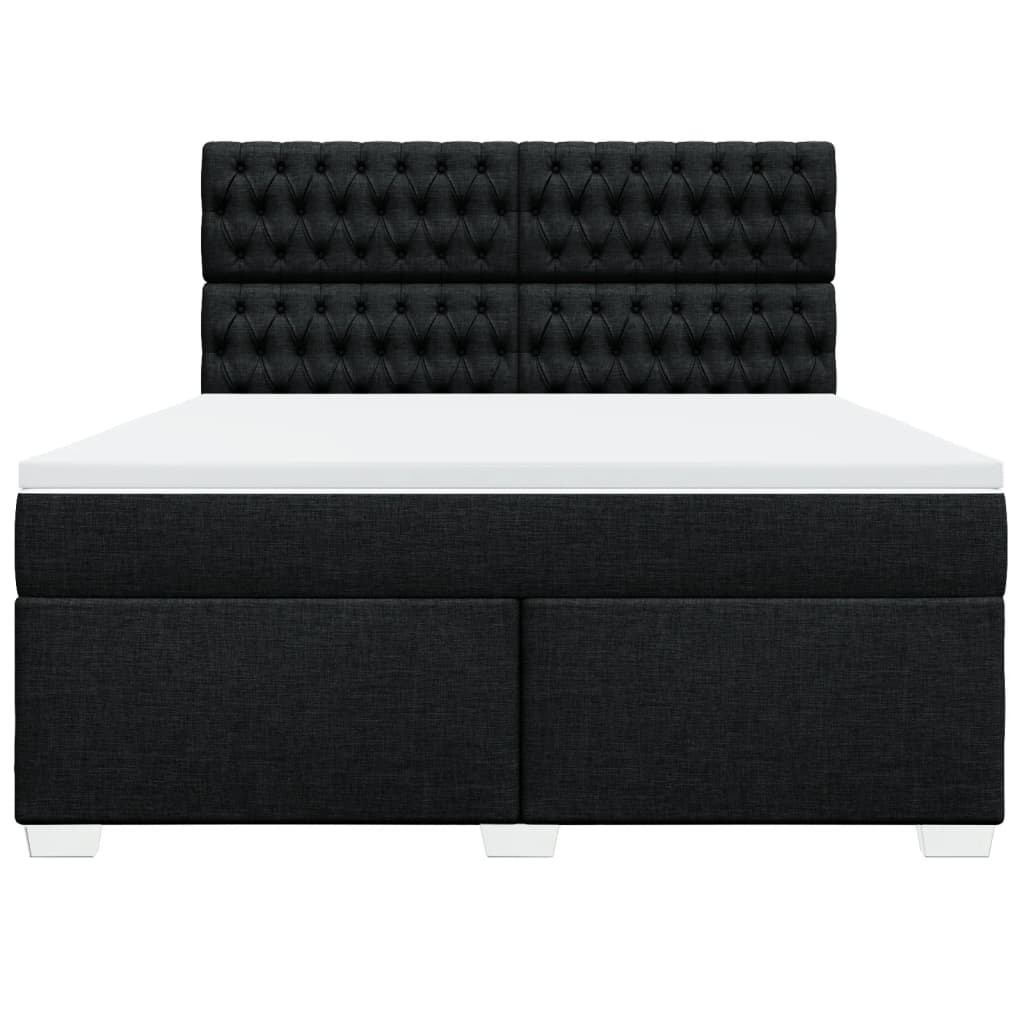 vidaXL Κρεβάτι Boxspring με Στρώμα Μαύρο 180x200 εκ. Υφασμάτινο
