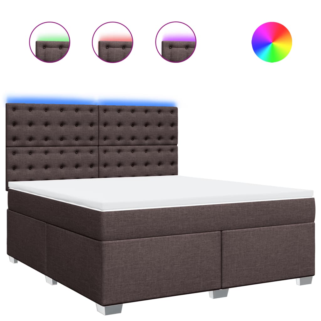 vidaXL Κρεβάτι Boxspring με Στρώμα Σκούρο Καφέ 180x200 εκ Υφασμάτινο