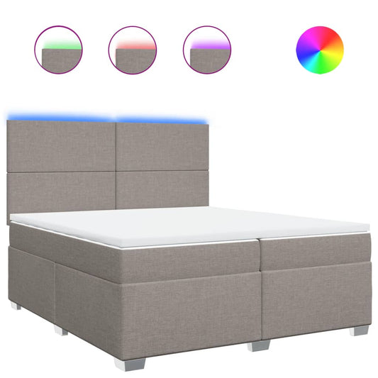 vidaXL Κρεβάτι Boxspring με Στρώμα Taupe 200x200 εκ. Υφασμάτινο