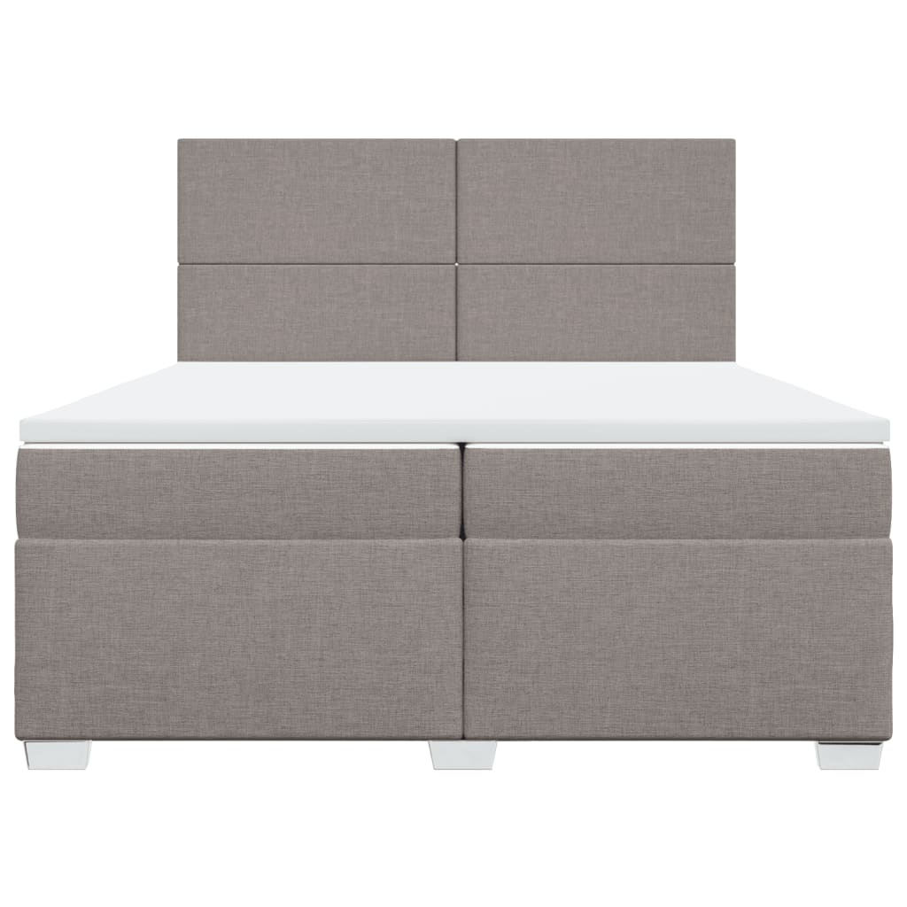vidaXL Κρεβάτι Boxspring με Στρώμα Taupe 200x200 εκ. Υφασμάτινο
