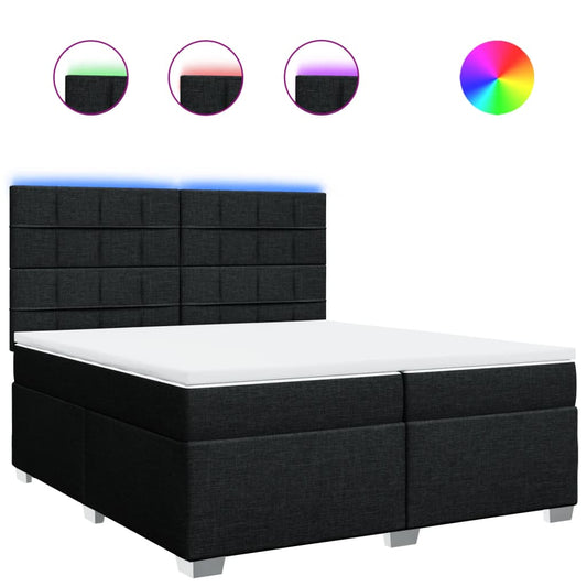 vidaXL Κρεβάτι Boxspring με Στρώμα Μαύρο 200x200 εκ. Υφασμάτινο