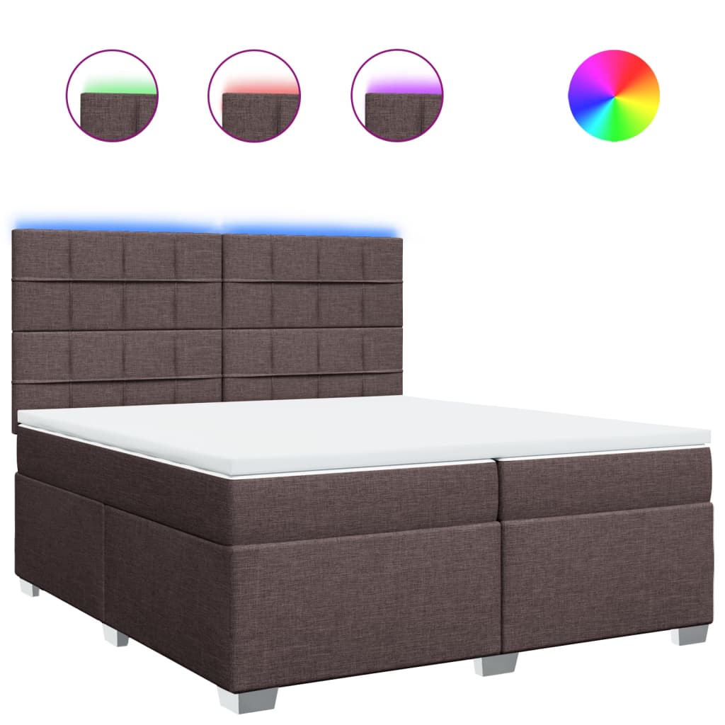 vidaXL Κρεβάτι Boxspring με Στρώμα Σκούρο Καφέ 200x200 εκ. Υφασμάτινο